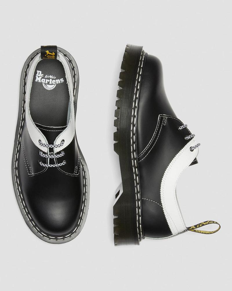 Dr Martens 1461 Bex Smooth Contrast Læder Oxford Sko Herre Sort Hvide | DK 584QMA